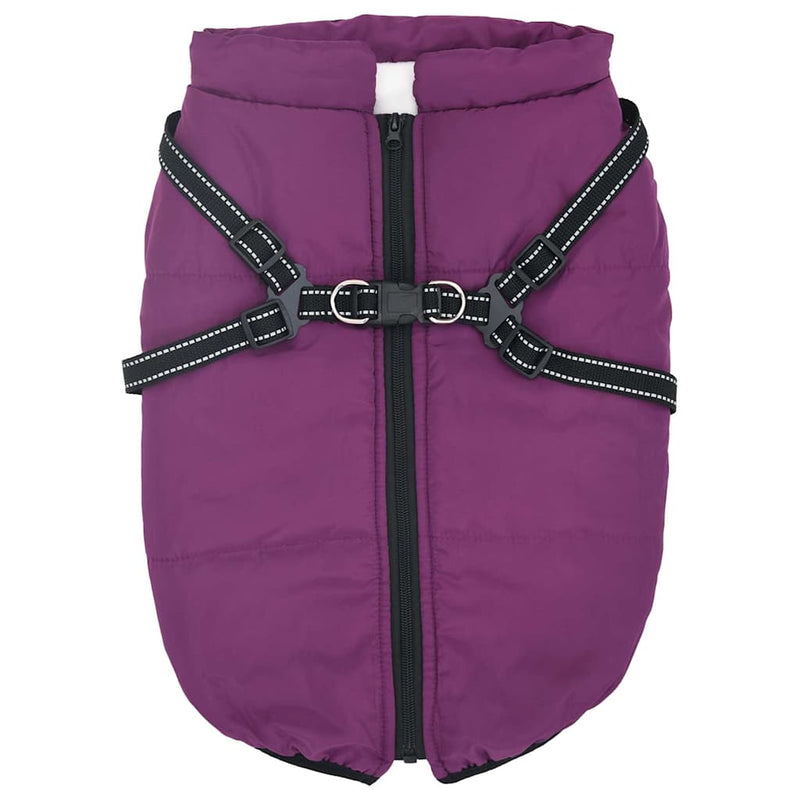 vidaXL Dog Coat with Harness Purple 3XL Fleece and Polyester