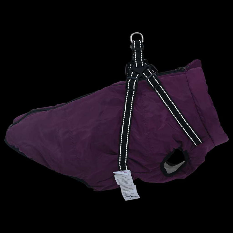 vidaXL Dog Coat with Harness Purple 3XL Fleece and Polyester
