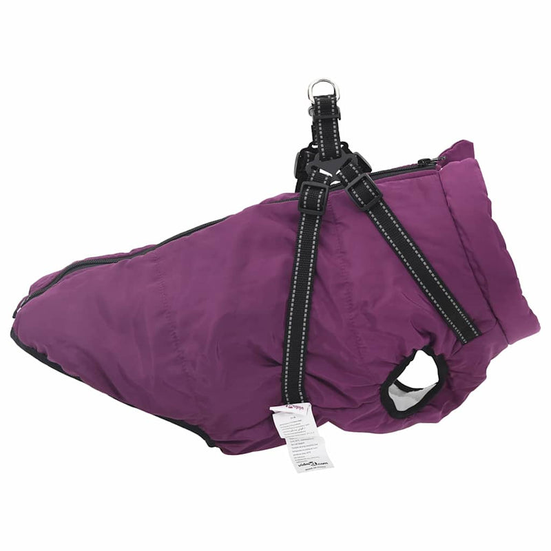 vidaXL Dog Coat with Harness Purple 3XL Fleece and Polyester