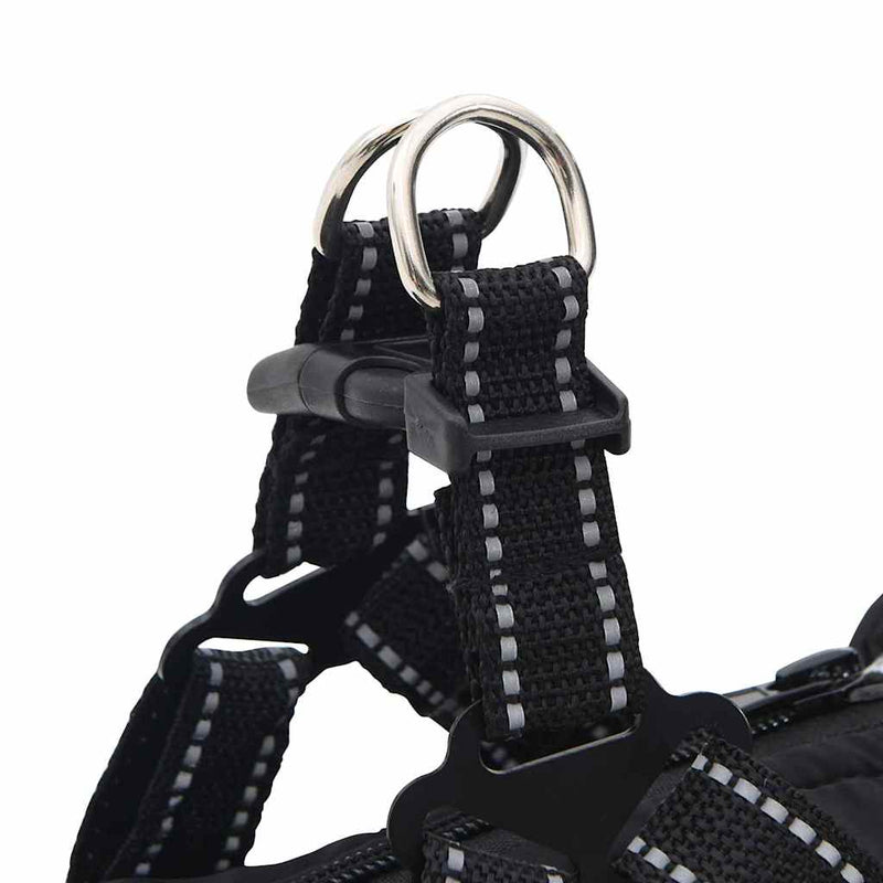 vidaXL Dog Coat with Harness Black L Fleece and Polyester