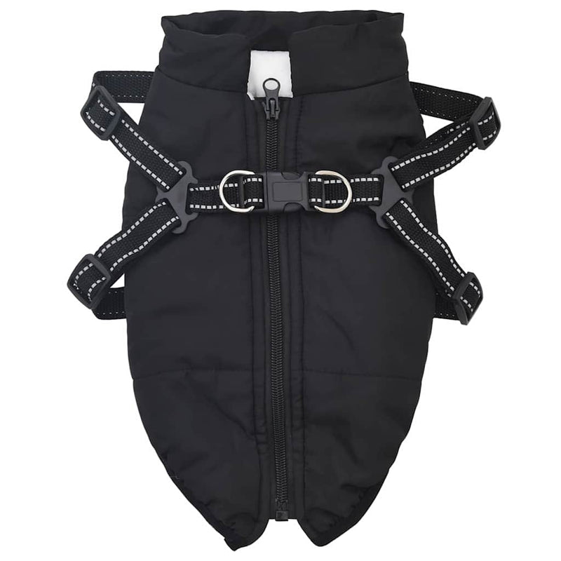 vidaXL Dog Coat with Harness Black L Fleece and Polyester