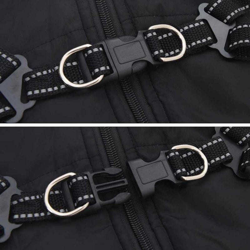 vidaXL Dog Coat with Harness Black XL Fleece and Polyester