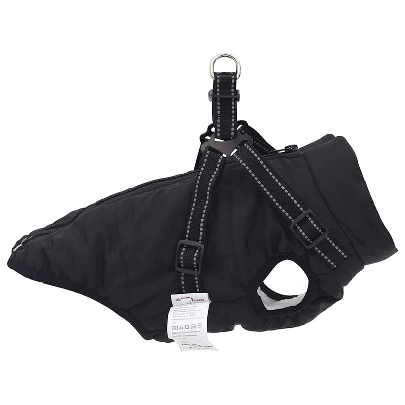 vidaXL Dog Coat with Harness Black XL Fleece and Polyester