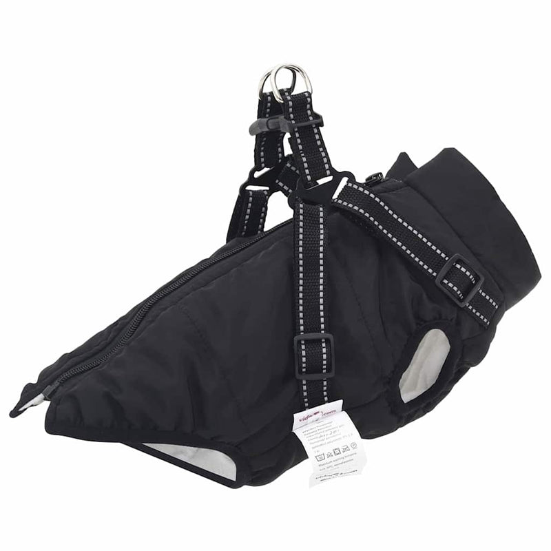 vidaXL Dog Coat with Harness Black 2XL Fleece and Polyester