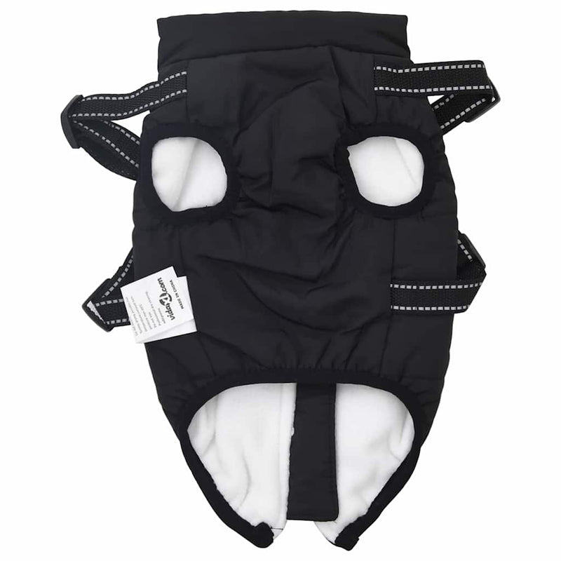 vidaXL Dog Coat with Harness Black 2XL Fleece and Polyester