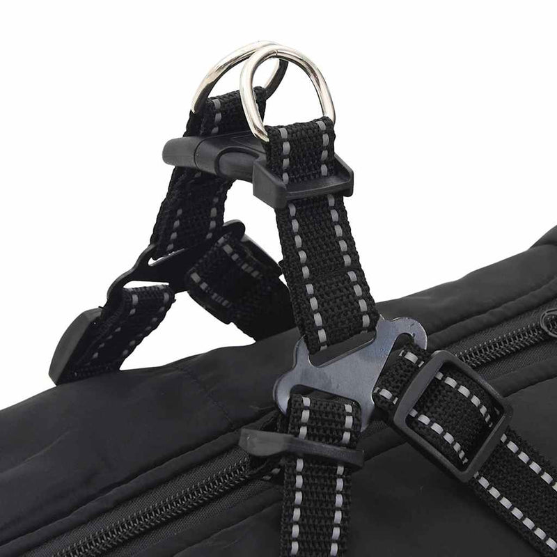 vidaXL Dog Coat with Harness Black 3XL Fleece and Polyester