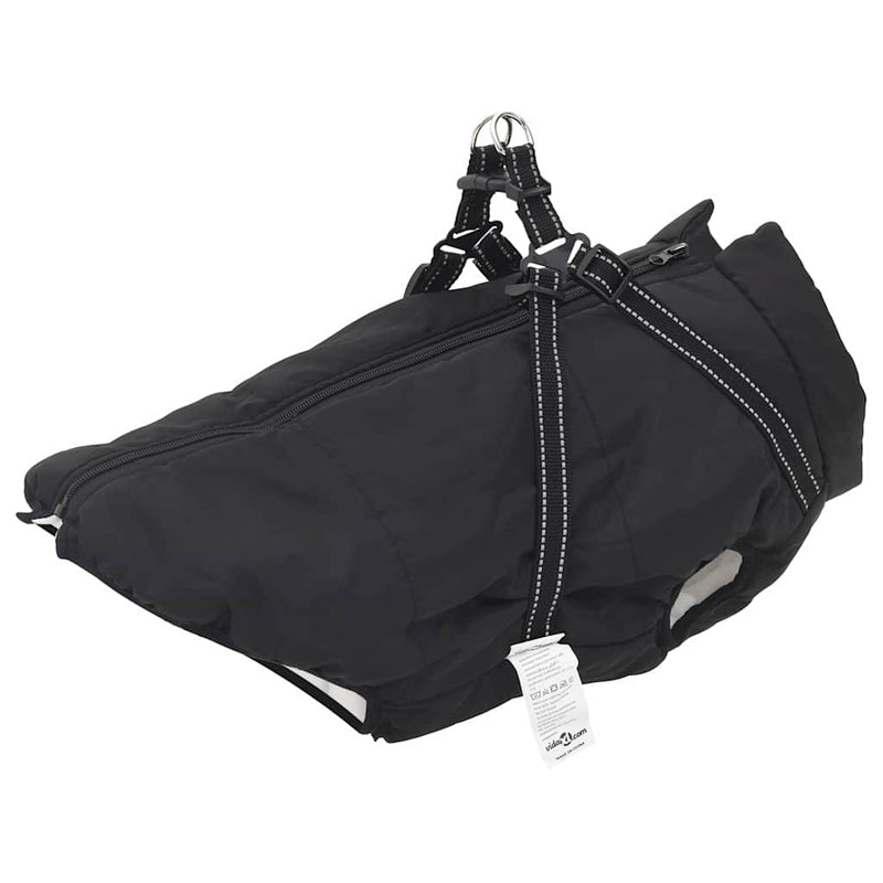vidaXL Dog Coat with Harness Black 3XL Fleece and Polyester