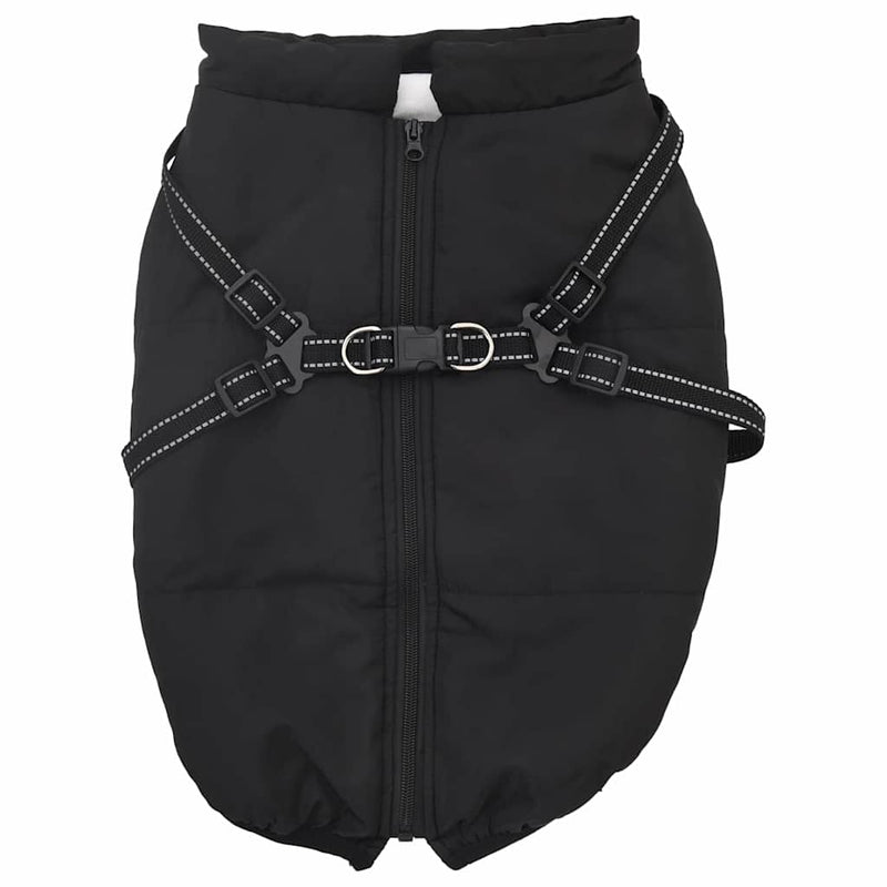 vidaXL Dog Coat with Harness Black 3XL Fleece and Polyester