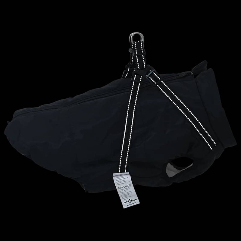 vidaXL Dog Coat with Harness Black 3XL Fleece and Polyester