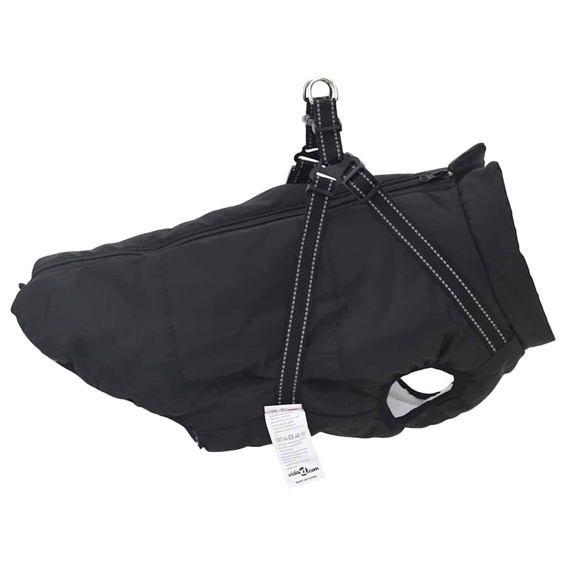 vidaXL Dog Coat with Harness Black 3XL Fleece and Polyester