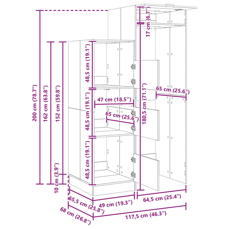 Laundry Cabinet Set with Storage 2 pcs White Engineered wood
