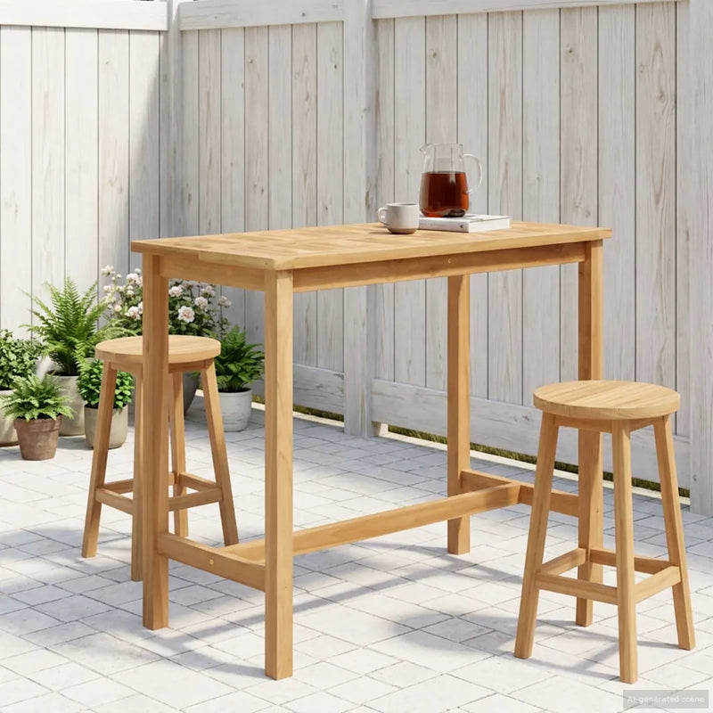 Bar Table Natural 110 x 60 x 105 cm Solid Teak