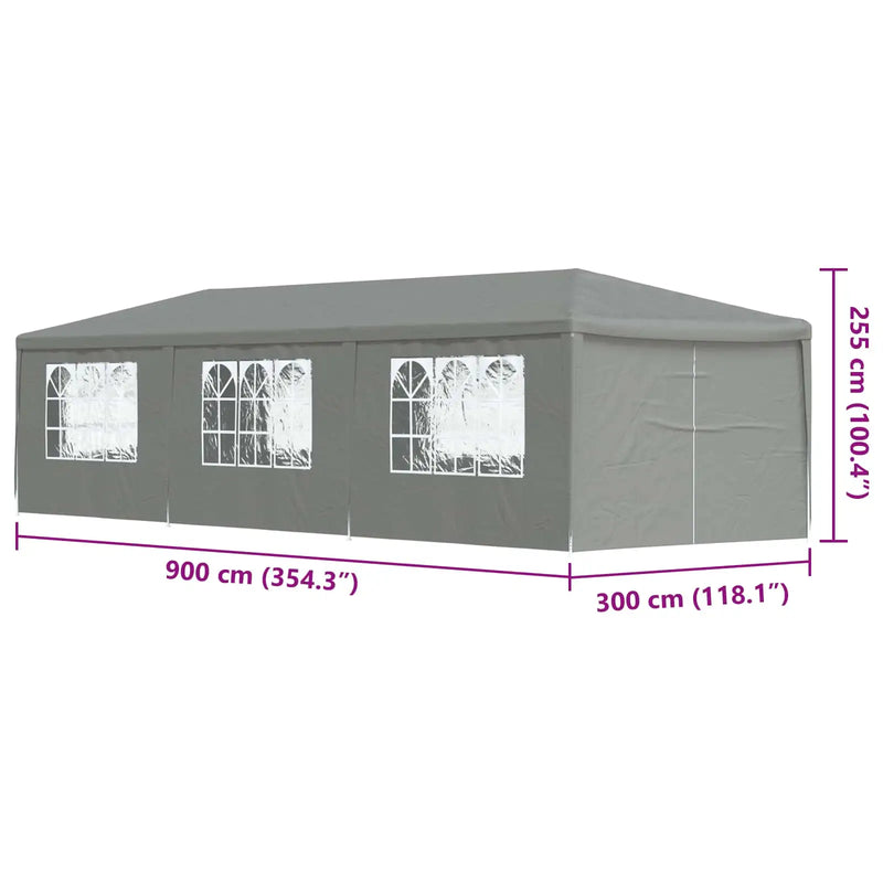 Party Tent 900 x 300 x 255 cm Light Grey PE and Steel