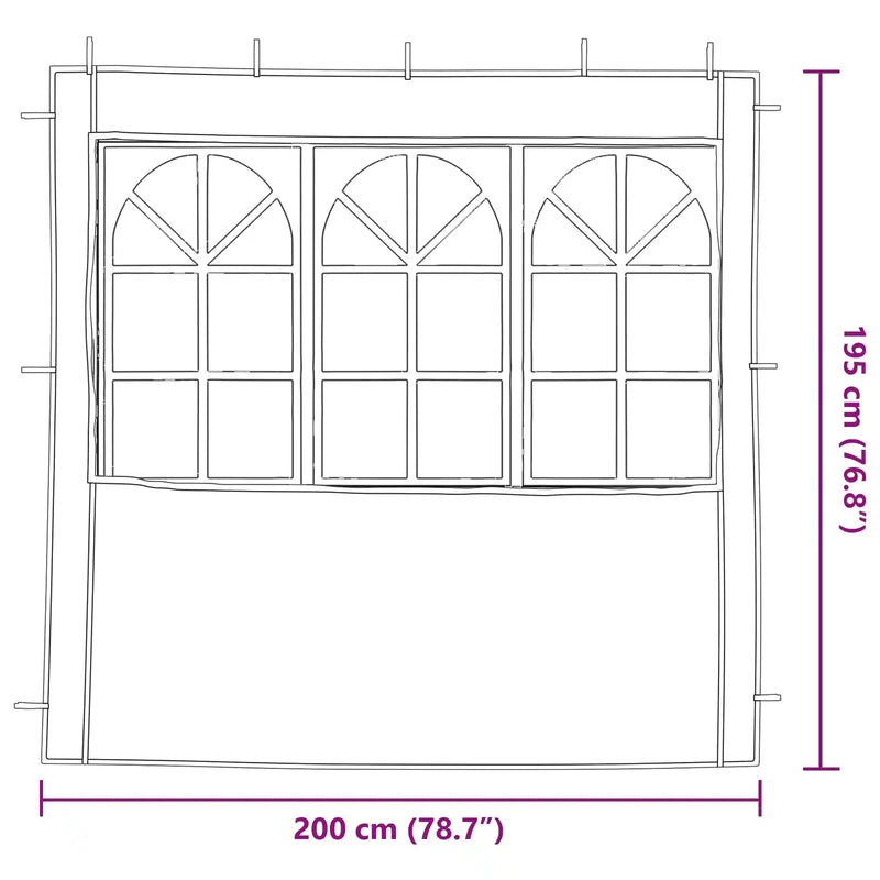 Party Tent Sidewall 2 pcs 200 x 195 cm Anthracite PE and Steel