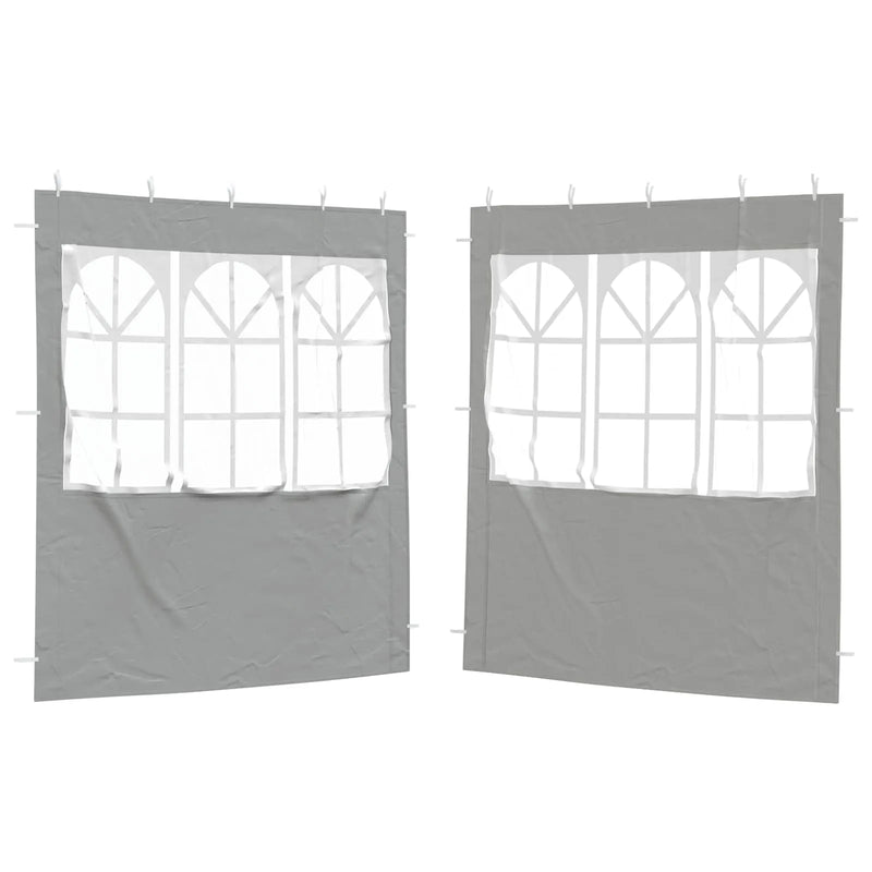 Party Tent Sidewall 2 pcs 200 x 195 cm Light Grey PE and Steel