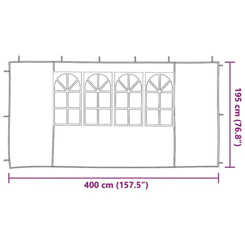 Party Tent Sidewall 2 pcs 400 x 195 cm Anthracite PE and Steel