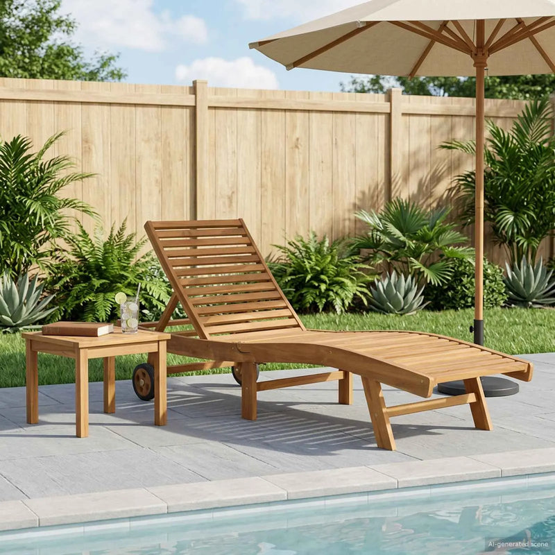 Sun Lounger Brown Solid Teak Wood