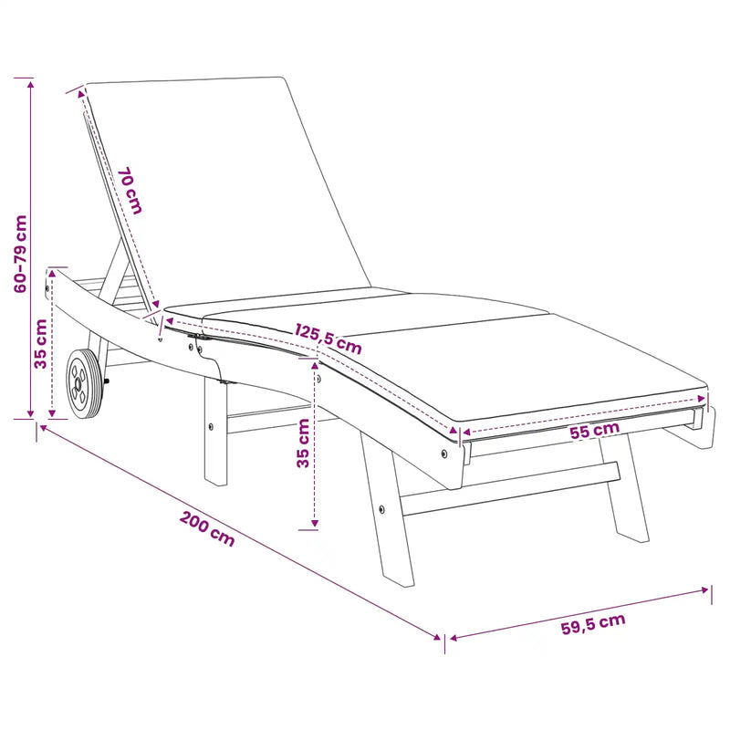 Sun Lounger Brown and Dark Grey Polyester
