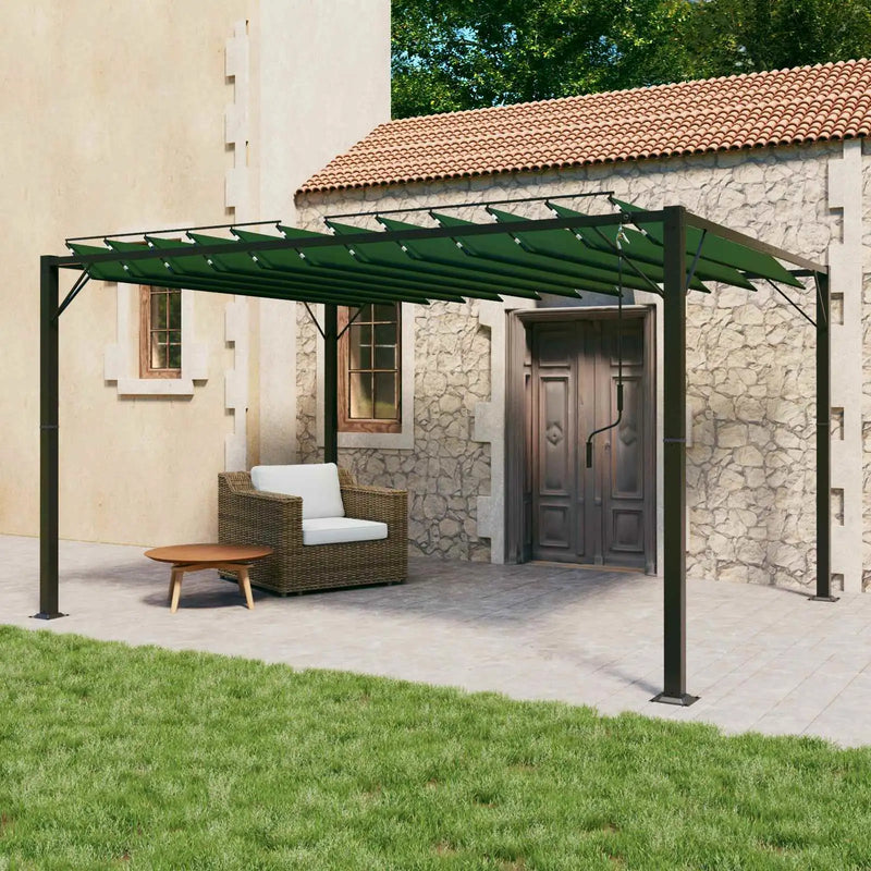 Gazebo with Louvered Roof Green 3 x 4 x 2.14 m