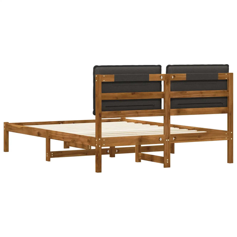 Bed Frame with Upholstered Headboard Natural and Dark Grey
