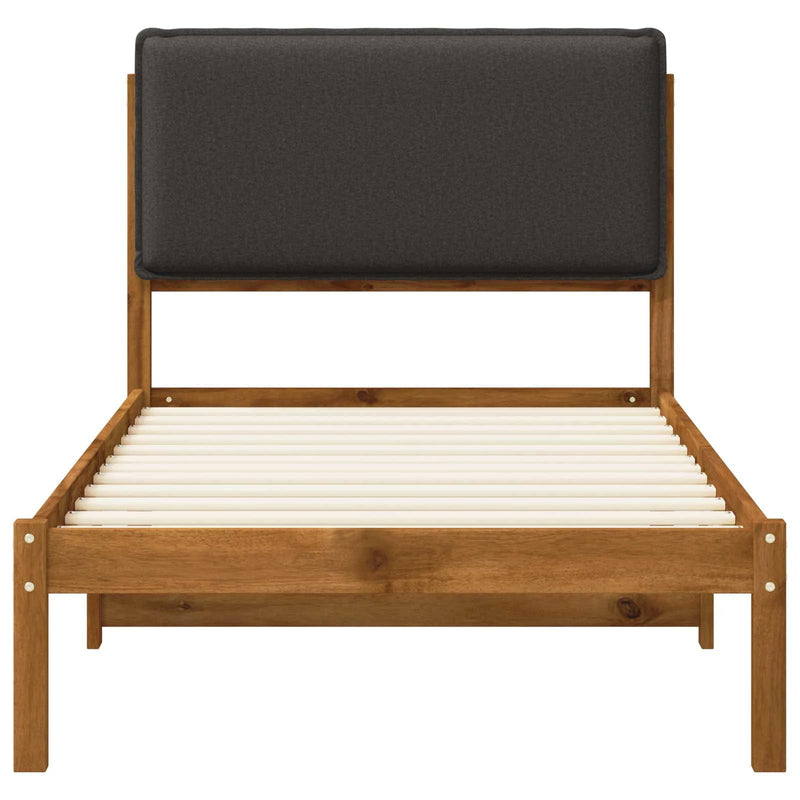 Bed Frame with Upholstered Headboard Natural and Dark Grey