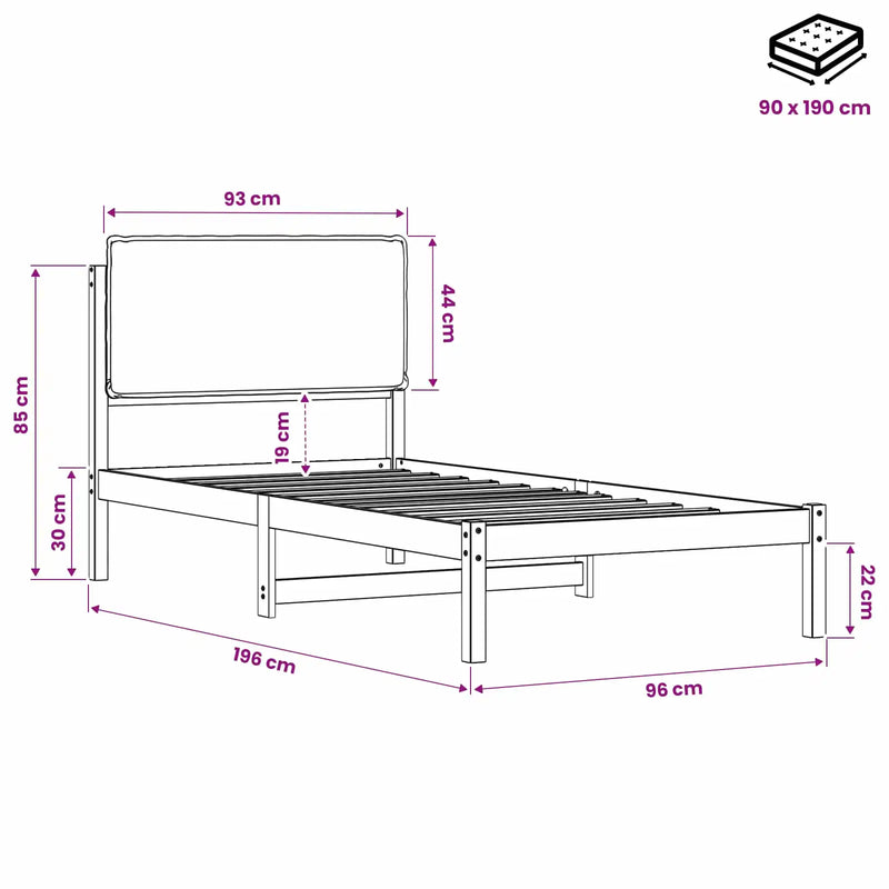 Bed Frame with Upholstered Headboard Natural and Dark Grey