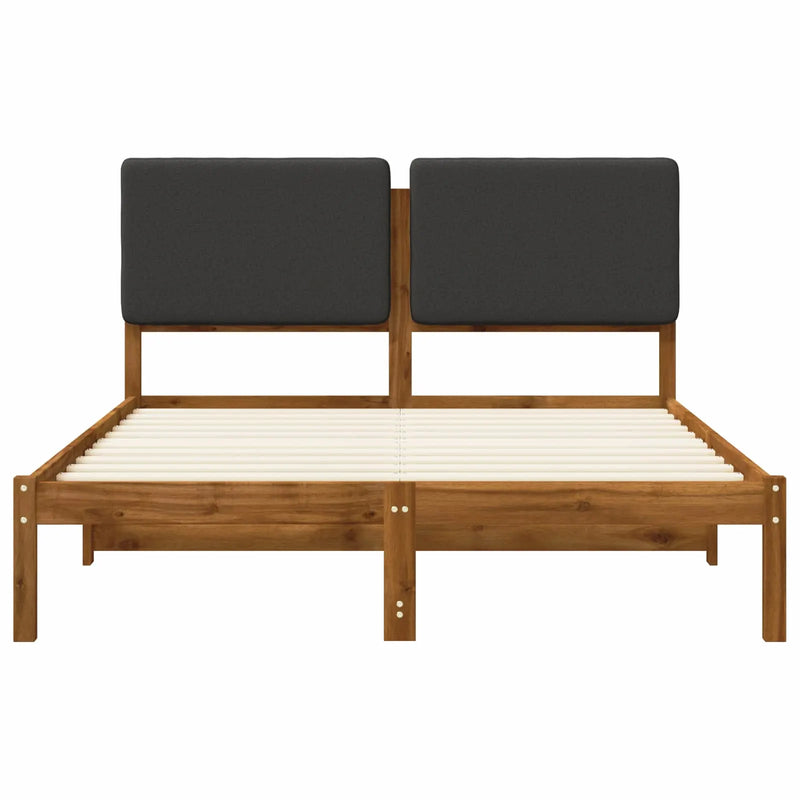Bed Frame with Upholstered Headboard Natural and Dark Grey