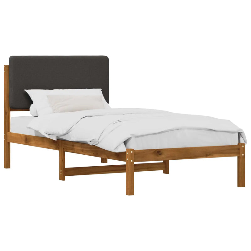 Bed Frame with Upholstered Headboard Natural and Dark Grey