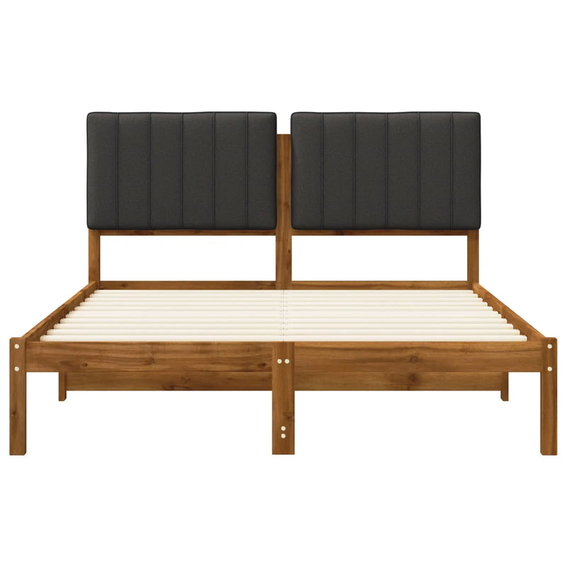 Bed Frame with Upholstered Headboard Natural and Dark Grey