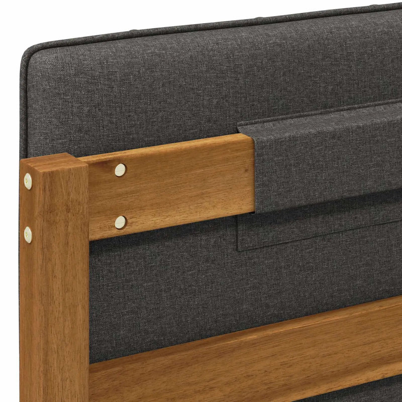 Bed Frame with Upholstered Headboard Natural and Dark Grey
