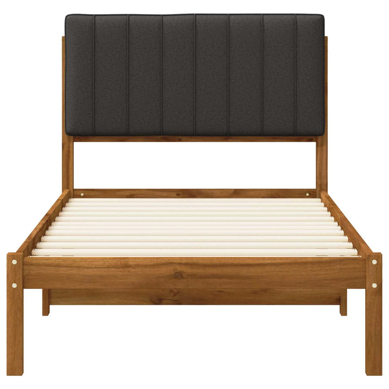 Bed Frame with Upholstered Headboard Natural and Dark Grey