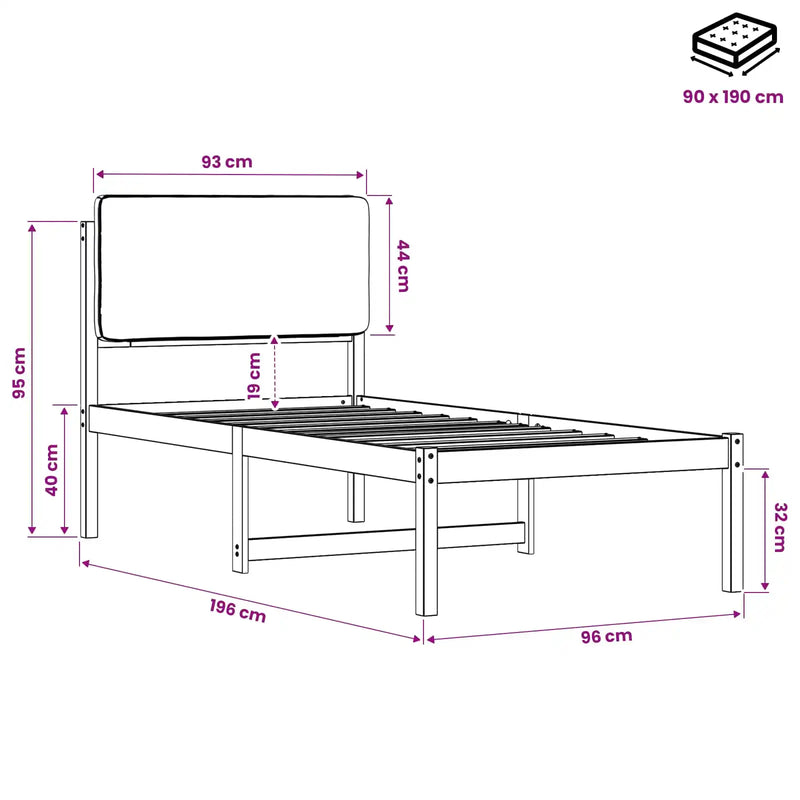 Bed Frame with Upholstered Headboard Natural and Dark Grey