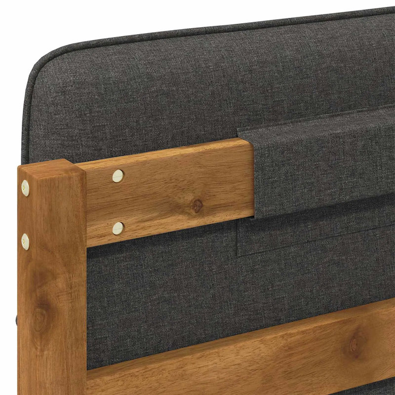 Bed Frame with Upholstered Headboard Natural and Dark Grey