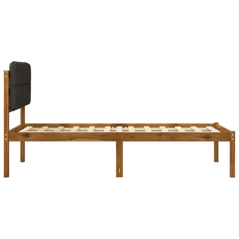 Bed Frame with Upholstered Headboard Natural and Dark Grey
