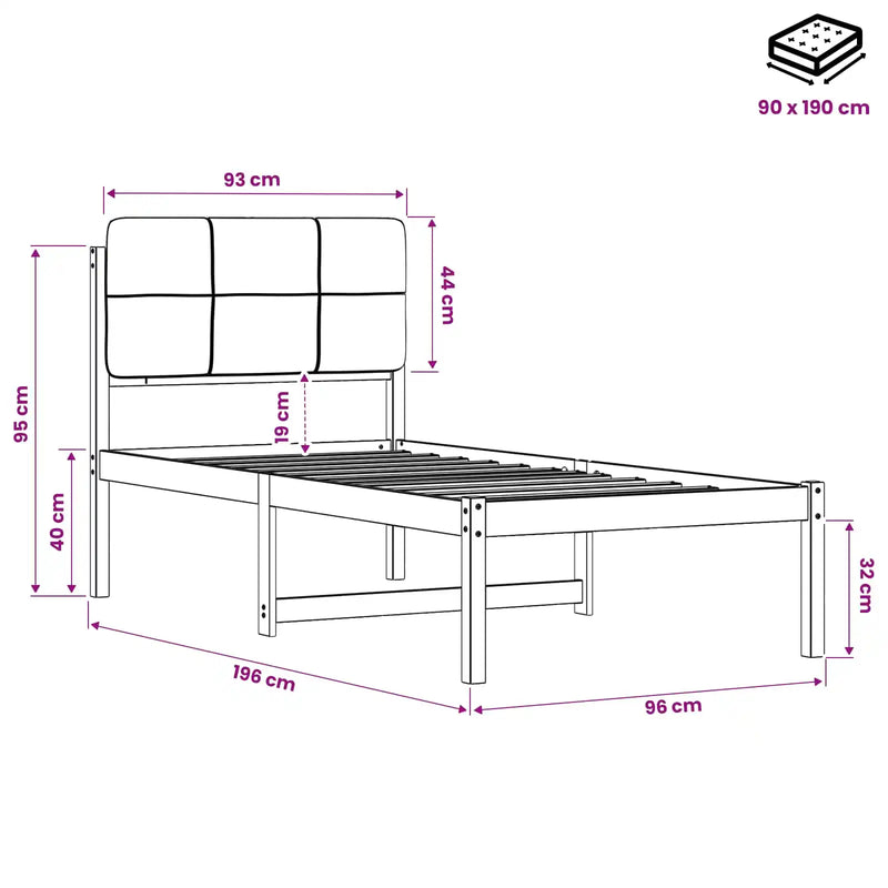 Bed Frame with Upholstered Headboard Natural and Dark Grey