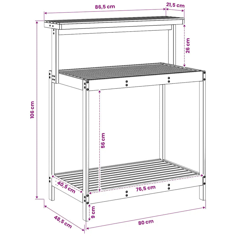 Outdoor Potting Bench 86.5 x 48.5 x 106 cm Solid Acacia Wood