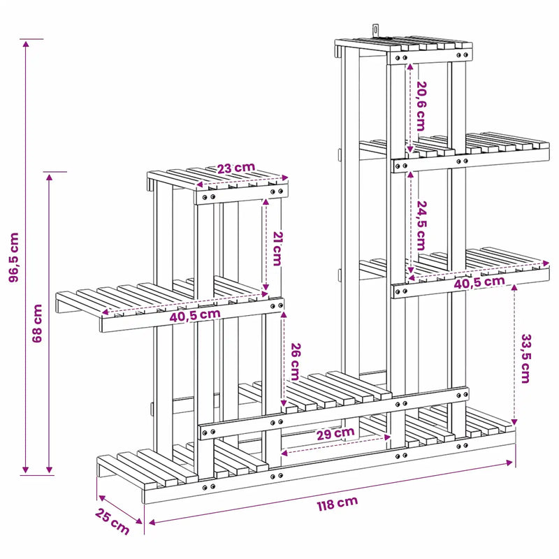 Plant Stand Natural 118 x 25 x 96.5 cm Solid Acacia Wood