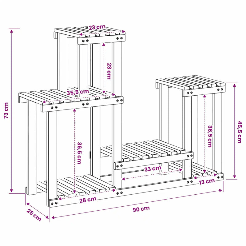 Plant Stand Natural 90 x 25 x 73 cm Solid Acacia Wood