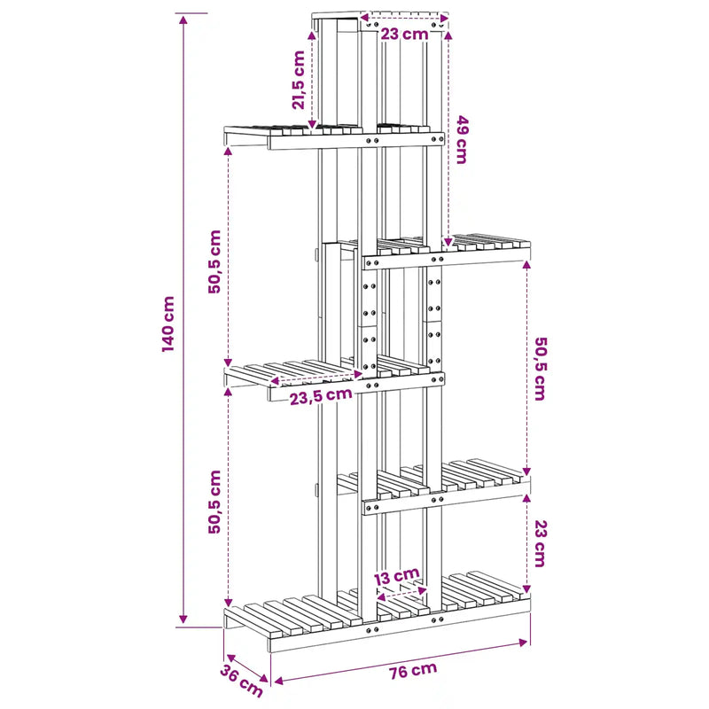 Plant Stand Natural 68 x 23.5 x 140 cm Solid Acacia Wood