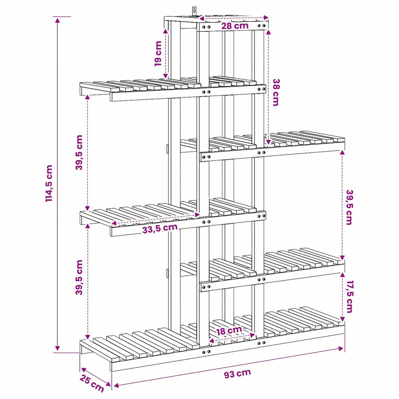 Plant Stand Natural 93 x 25 x 114.5 cm Solid Acacia Wood