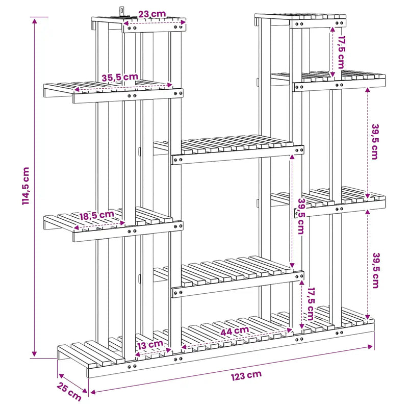 Plant Stand Natural 123 x 25 x 114.5 cm Solid Acacia Wood