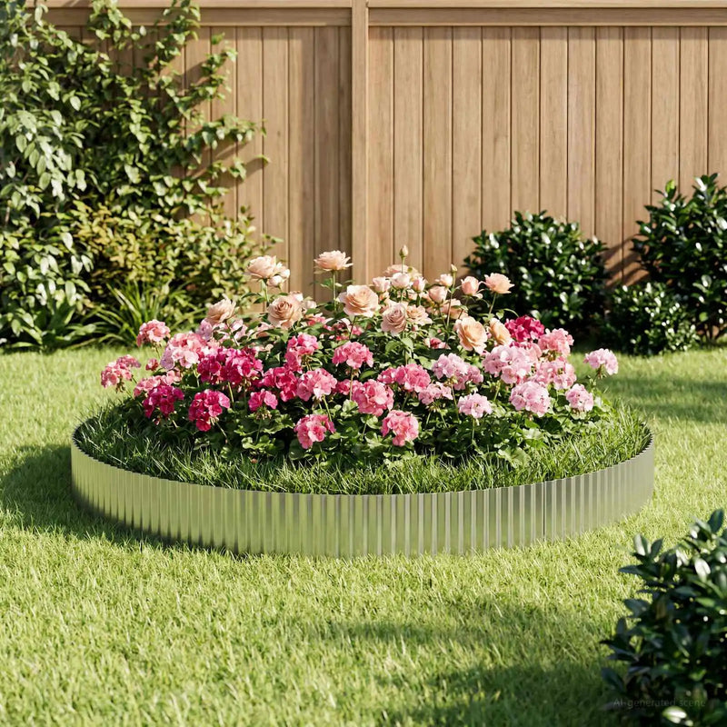 Lawn Edging 5 m x 15 cm Galvanised Steel Silver