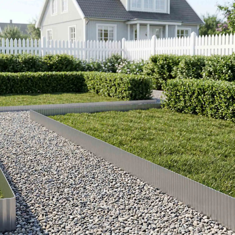 Lawn Edging 5 m x 20 cm Galvanised Steel Silver