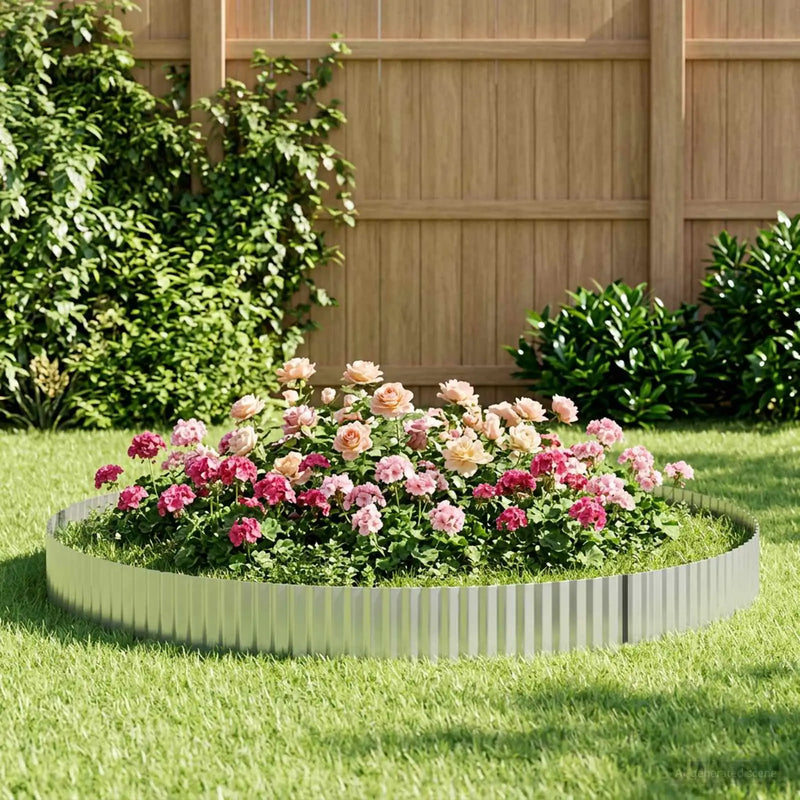 Lawn Edging 5 m x 15 cm Galvanised Steel Silver