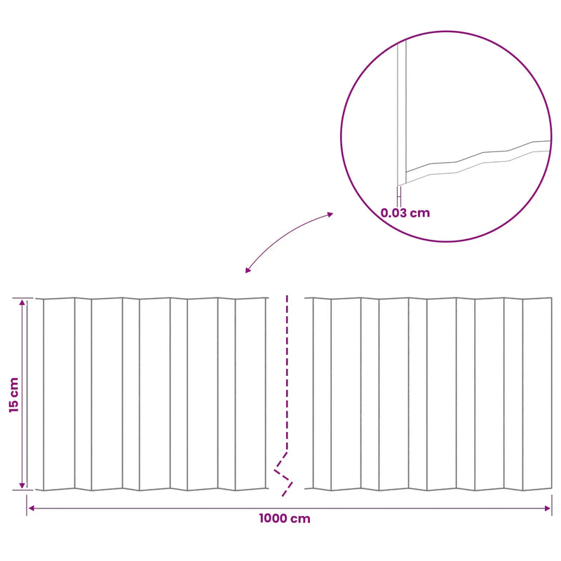 Lawn Edging 10 m x 15 cm Galvanised Steel Silver