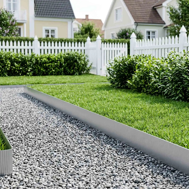 Lawn Edging 10 m x 20 cm Galvanised Steel Silver