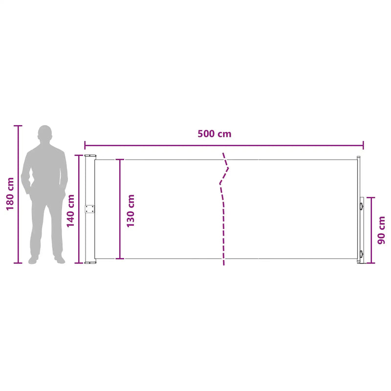 Retractable Side Awning Anthracite 500 x 140 cm Polyester