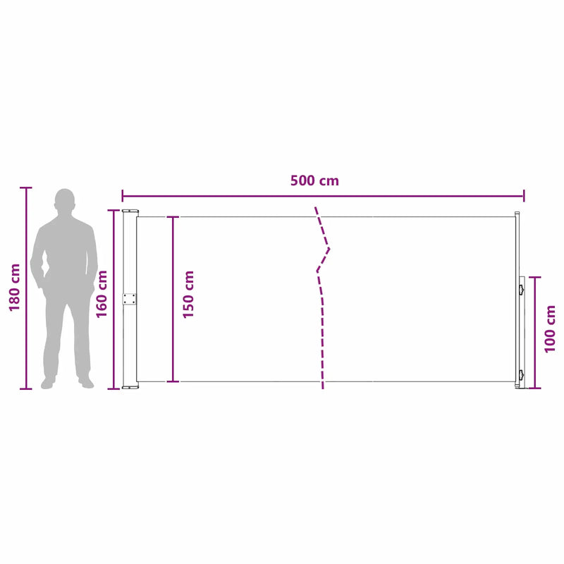 Retractable Side Awning Taupe 500 x 160 cm Polyester