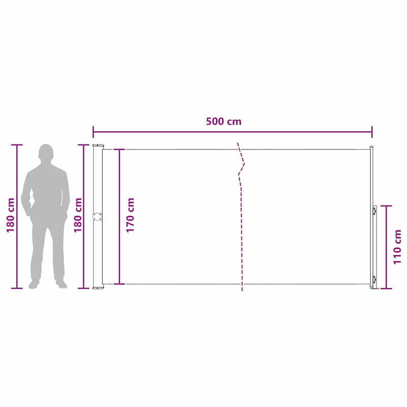 Retractable Side Awning 100% polyester, iron, steel