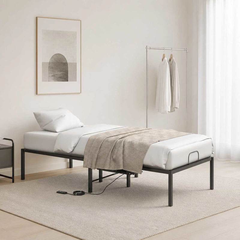 Electric Adjustable Bed Frame Black 90 x 190 x 48 cm Steel